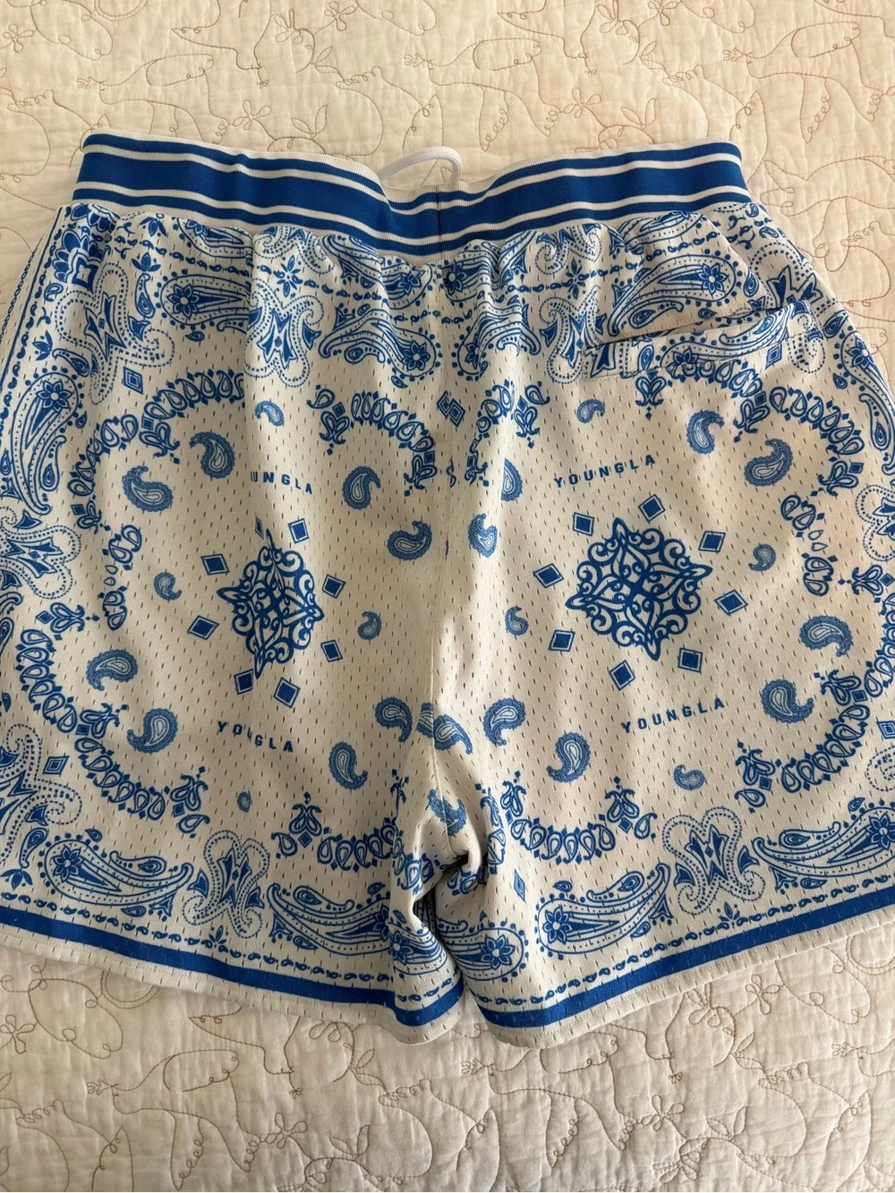 YoungLA Bandana Print Shorts - Black & Blue - Picture 4 of 5